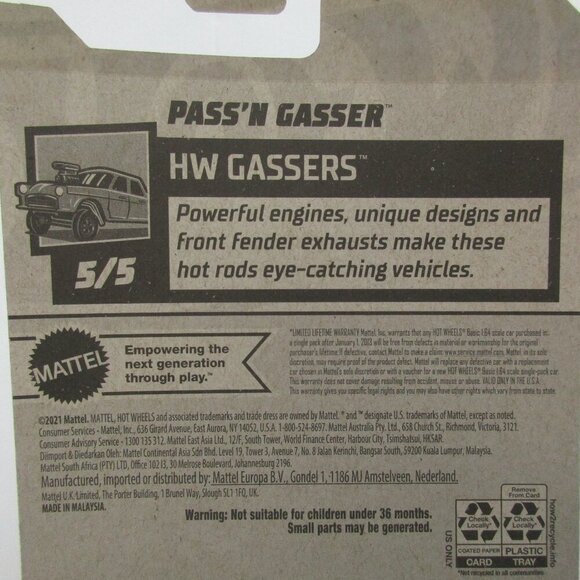 Mattel Hotwheels PASS'N GASSERS 1:64 Scale Diecast Small Toy Car Kids - Brown - Picture 3 of 5
